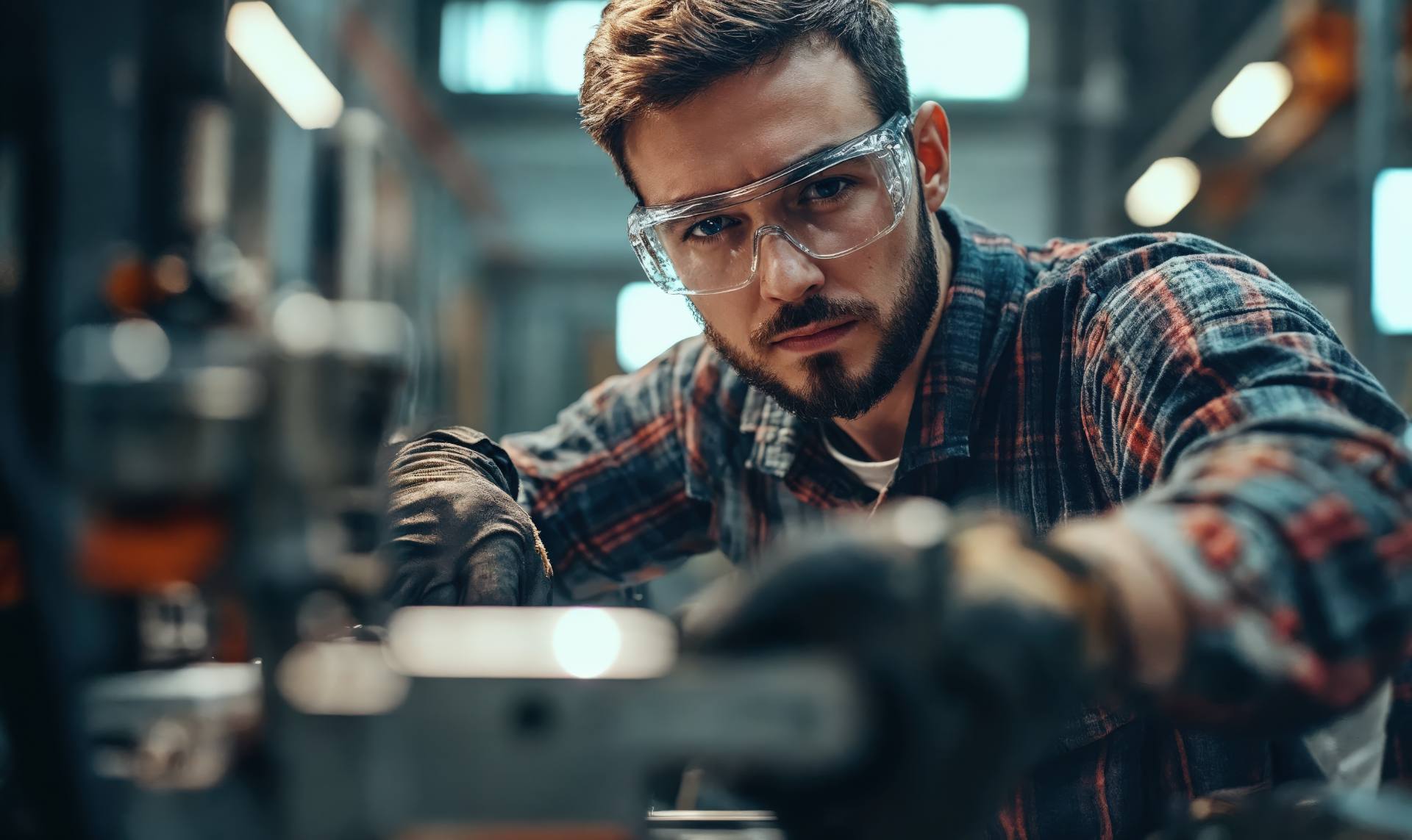 A machinist at work in a shop